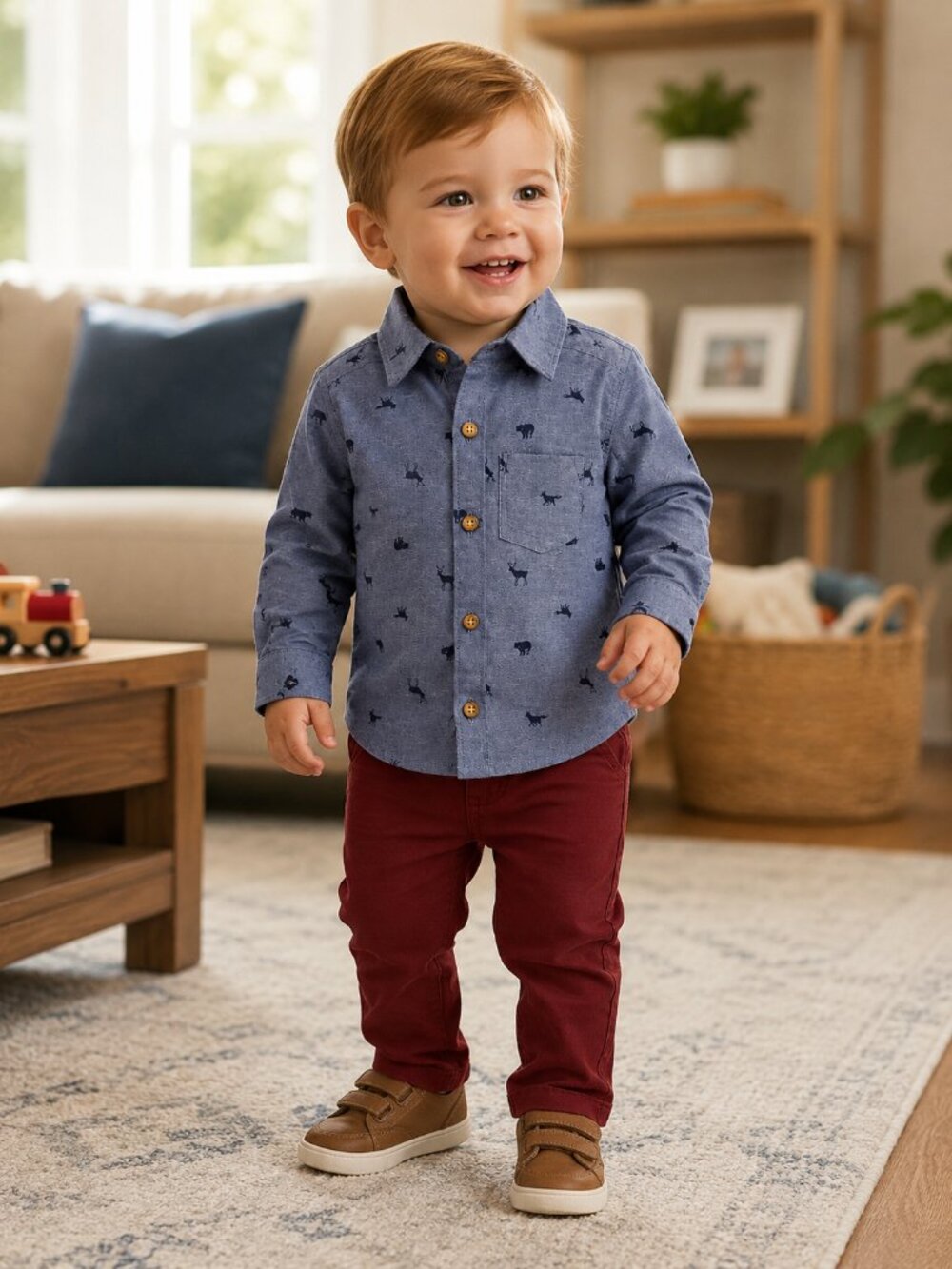 NWT Carter’s Baby Boy 2-Piece Outfit Set Size 12 Months Woodland Animals Shirt